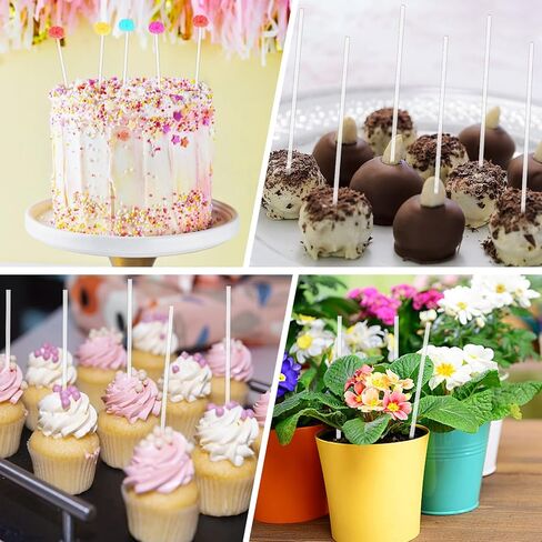 120 PCS Flat Clear Cupcake Topper Sticks, 8 Inch 2 mm Diameter Clear Acrylic Rod, Round Strip Cake Dowels Rods DIY Crafts Party Decorations Supplies for Chocolate Wedding Halloween Christmas in Saudi Arabia