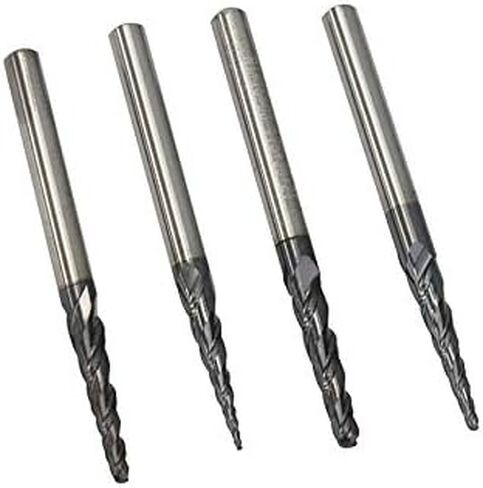 4pc Tapered Ball Nose End Mill Tungsten Carbide Milling Cutter CNC Router Bit 2 Flute Solid Taper for Wood Metal Cone Bits in Saudi Arabia