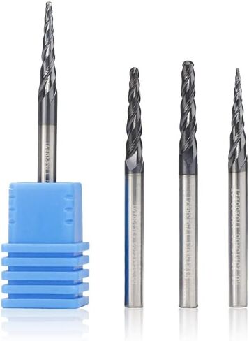 4pc Tapered Ball Nose End Mill Tungsten Carbide Milling Cutter CNC Router Bit 2 Flute Solid Taper for Wood Metal Cone Bits in Saudi Arabia