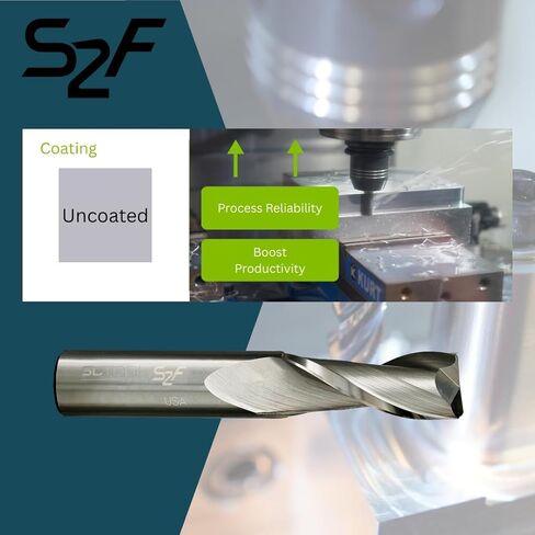 SCT30046 S2F 2-Flute, 5/8" Diameter, 1-1/4" Cutting Length, .090" Corner Radius, Center Cutting, 3.5" OAL, UnCoated, 5/8" Shank Dia., Versatile Carbide Endmill in Kuwait