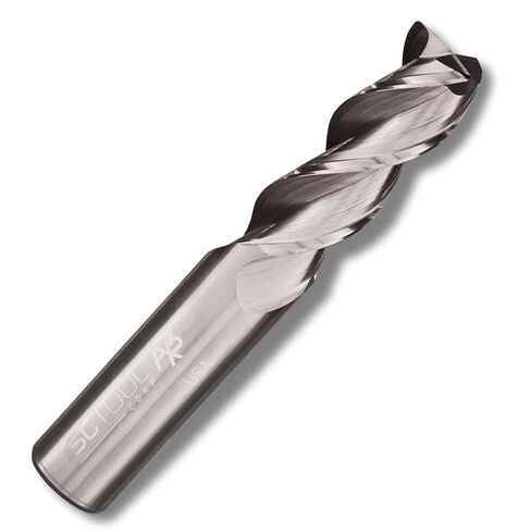 SCT10214 AX3 3-Flute, 1/2" Diameter, 2-1/2" Cutting Length, .030" Corner Radius, Center Cutting, 5" OAL, Un-Coated, 1/2" Shank Dia., High-Performance Aluminum & Non-Ferrous Machining in Kuwait