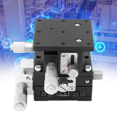 XYZ 3Axes Manual Linear Stage Trimming Platform Fine Tuning Sliding Table High Precision Adjustable for Optical Experimental Measurement Aluminum Alloy Black Anodized 60x60mm in Saudi Arabia