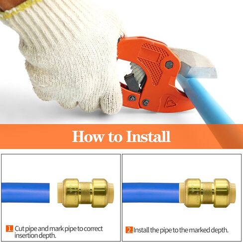 3/4" Push-fit Straight Coupling Plumbing Fitting, 3/4" Brass Push-to-Connect Plumbing Fitting, for Copper, PEX, CPVC Pipe in Kuwait