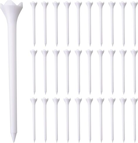 White Plastic Golf Tees, 30 or 100 Pack, Golf Tees 3 1/4 Inch in Kuwait