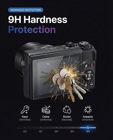 [3pcs G7 X Mark III شاشة واقي شاشة Canon PowerShot G7x Mark III+[1PCs] حبل اليد ، الزجاج المقسى ، صلابة 9H ، مضاد للدخل ، مضاد للربطة ، سهلة التثبيت in Kuwait