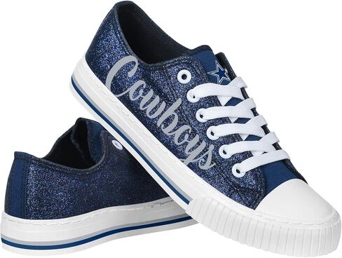 FOCO NFL Womens NFL Team Logo Ladies Fashion Color Glitter Low Top Canvas Sneakers Shoes in Saudi Arabia