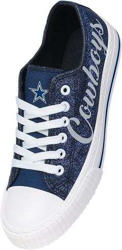 FOCO NFL Womens NFL Team Logo Ladies Fashion Color Glitter Low Top Canvas Sneakers Shoes in Saudi Arabia