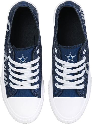 FOCO NFL Womens NFL Team Logo Ladies Fashion Color Glitter Low Top Canvas Sneakers Shoes in Saudi Arabia