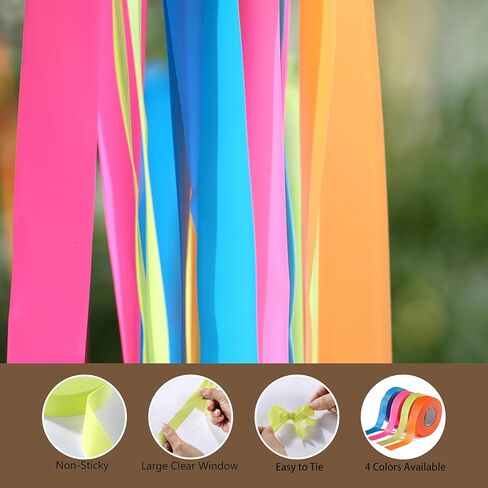 4 قطع شريط أعلام، شريط مساح بلاستيكي، شريط علامات غير لاصق لوضع علامات على الأشجار، علامات الممرات، البناء، المسح (4 ألوان، 0.78 بوصة × 200 بوصة) in Kuwait