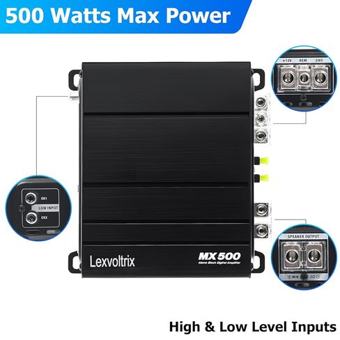 500W RMS Class D Monoblock Subwoofer Amplifier, 1Ω Stable Car Audio Amp, 30-200Hz LPF, Bass Boost, Phase Control in Saudi Arabia