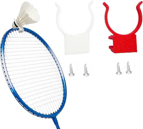Set of 2 Badminton Ball Randomly Pick-Up Tool - Red & White, Racket-Mounted, Durable for Frequent Use in Kuwait