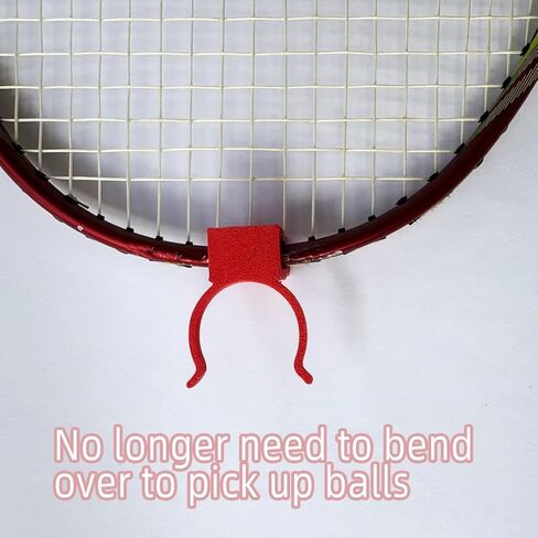 Set of 2 Badminton Ball Randomly Pick-Up Tool - Red & White, Racket-Mounted, Durable for Frequent Use in Kuwait