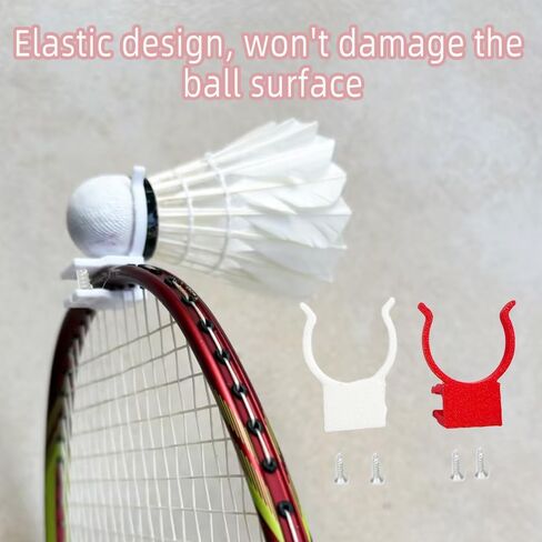 Set of 2 Badminton Ball Randomly Pick-Up Tool - Red & White, Racket-Mounted, Durable for Frequent Use in Kuwait