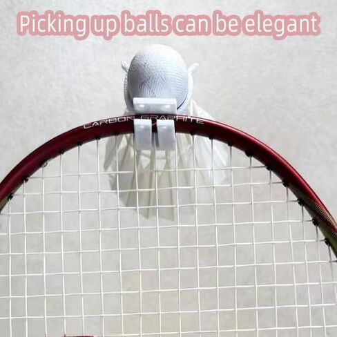 Set of 2 Badminton Ball Randomly Pick-Up Tool - Red & White, Racket-Mounted, Durable for Frequent Use in Kuwait