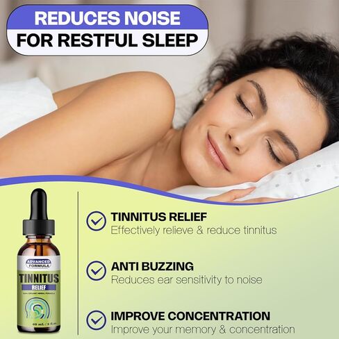 Tinnitus Ear Drops – Natural Tinnitus Relief for Ringing Ears, Effective Tinnitus Treatment to Reduce Ear Noise & Improve Hearing | Best Tinnitus Drops for Men & Women, 60ml in Saudi Arabia