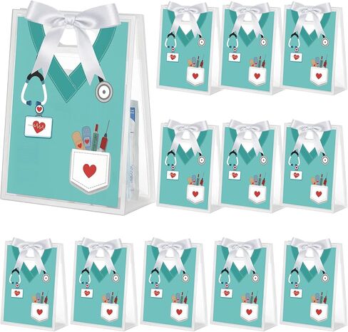 12 Pcs Nurse Week Gift Bags Bulk 7.8×7.8×3.15 in PVC Thank You Nurse Appreciation Gift Bags with Handle 2025 Nursing Gifts Bag Wedding for RN CNA Graduation Doctor Medical Hospital Party Supplies in Saudi Arabia