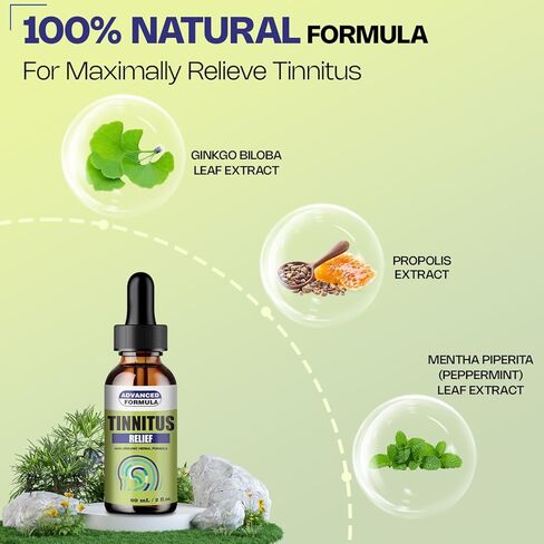 Tinnitus Ear Drops – Natural Tinnitus Relief for Ringing Ears, Effective Tinnitus Treatment to Reduce Ear Noise & Improve Hearing | Best Tinnitus Drops for Men & Women, 60ml in Saudi Arabia
