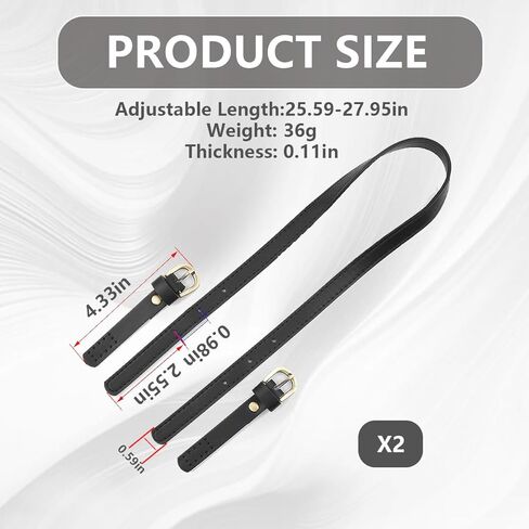 Elandy 2PCS Detachable PU Leather Shoulder Bag Straps Purse Straps Adjustable Handbags Strap Replacemenwith Adjustable Buckle in Kuwait