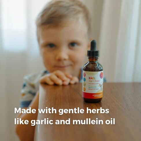 SPRIGS Kids Ear Cheer Tincture to Support Healthy Ears, 2 Fl Oz | Gentle Soothing Formula with Garlic Oil & Organic Mullein to Support Comfort | Easy to Use & Convenient Dropper for Children in Kuwait