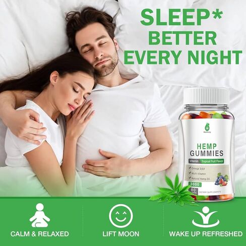 (1 Packs) Hemp Gummies for Sleep, Pain, Anxiety, Peace & Relaxation - High Potency Natural Hеmp Oil Infused Gummies - Natural Fruity Bear Hemp Gummy for Adults Vegan in Kuwait