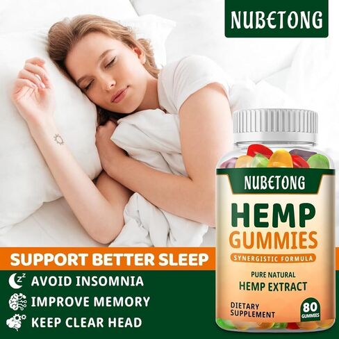 Hemp Gummies for Sleep, Anxiety, Pain High Potency Extra Strength Hemp Oil Extract Organic Edible Gummy Supplement for Adult Gummy in Kuwait
