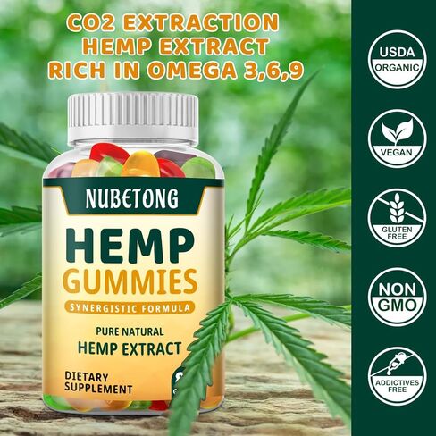 Hemp Gummies for Sleep, Anxiety, Pain High Potency Extra Strength Hemp Oil Extract Organic Edible Gummy Supplement for Adult Gummy in Kuwait