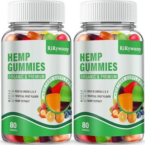 2 Packs Hemp Gummies for Sleep, Pain, Anxiety Relaxation and Peace, High Potency Edible Gummies Extra Strength Organic Hemp Oil Extract Vegan Bear Gummy - 160 Counts Candy in Kuwait