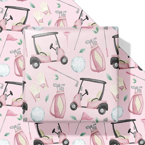 Vnaaem Golf Wart Paper 6 PC Pink Golf Gift Wrap Plated Flat for Girls Birls Birthdy Baby Shower Party 19.6 x27.inch in Kuwait