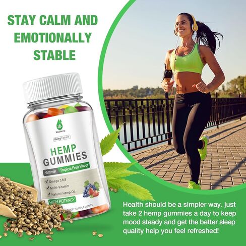 Hemp Gummies High Potency for Pain, Sleep, Anxiety - Hemp Gummy 100% Natural Organic Extra Strength with Pure Hеmp Oil Extract Vegan Bear Candy (2 Packs in Kuwait