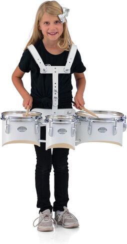 مجموعة Pearl MJT680/CXN33 Junior Marching Trio مقاس 6 بوصة × 6.5 بوصة و8 بوصة × 6.5 بوصة و10 بوصة × 6.5 بوصة وحامل مع شريط قبضة فاتر VGTB، أسود (4 عبوات) in Kuwait