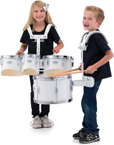 مجموعة Pearl MJT680/CXN33 Junior Marching Trio مقاس 6 بوصة × 6.5 بوصة و8 بوصة × 6.5 بوصة و10 بوصة × 6.5 بوصة وحامل مع شريط قبضة فاتر VGTB، أسود (4 عبوات) in Kuwait