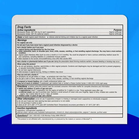 نترات ميكونازول علاج عدوى الخميرة لمدة 3 أيام - حزمة كريم وتحميلات - تخفف الحكة والتهيج، (2) عبوات مركبة in Saudi Arabia