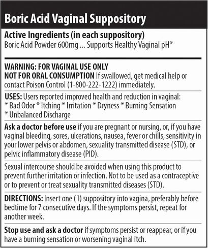 تحاميل حمض البوريك المهبلية للنساء من أرض الطبيعة، 600 ملجم - عدد 60 - صنع في الولايات المتحدة الأمريكية - رعاية أنثوية لتوازن درجة الحموضة والتحكم في الرائحة - دعم الصحة الحميمة - مع تطبيق بلوم سينس in Kuwait