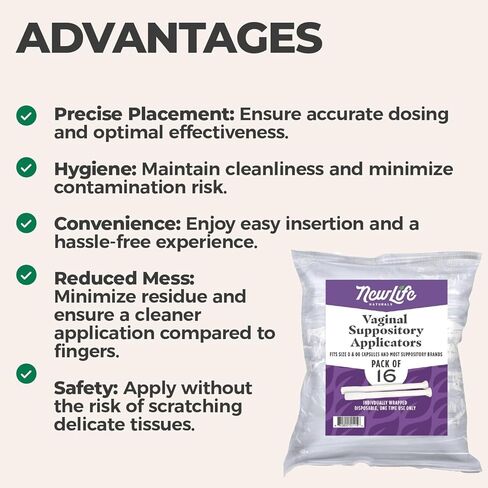 أدوات تطبيق التحميلة المهبلية من نيولايف ناتشورالز لتحاميل حمض البوريك، مقاس 0 و00 كبسولة، والحبوب والأقراص - أدوات تطبيق يمكن التخلص منها مغلفة بشكل فردي - حزمة من 28 قطعة (صنع في الولايات المتحدة الأمريكية) in Kuwait