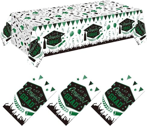 Kinlop 3 PCS تخرج المائدة فئة من 2024 إمدادات التخرج لحفلات التخرج تهنئة ملابس الجدول أغطية الملابس التي يمكن التخلص منها بلاستيك كبير الحجم 51 × 108 (الأزرق ، الذهب) in Kuwait