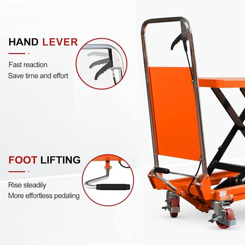 Tory Carrier Hydraulic Scissors Lift Table 330LBS Capacity, Table Cart 29.1" Lifting Height, Manual Scissor Lift Table 4 Wheels and Foot Pump, Elevating Hydraulic Cart for Material Handling in Kuwait