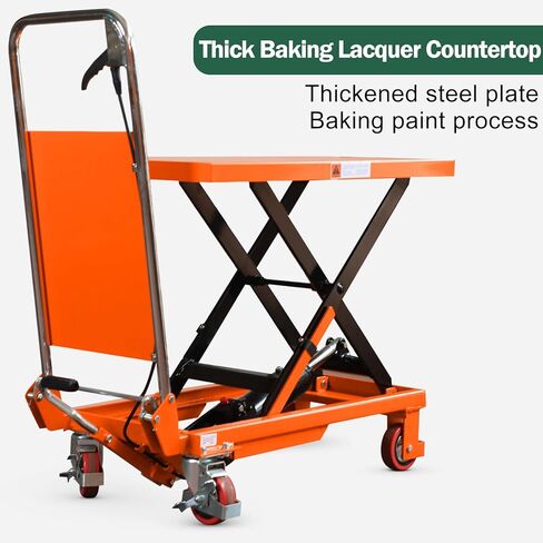 Tory Carrier Hydraulic Scissors Lift Table 330LBS Capacity, Table Cart 29.1" Lifting Height, Manual Scissor Lift Table 4 Wheels and Foot Pump, Elevating Hydraulic Cart for Material Handling in Kuwait