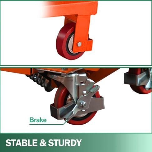 Tory Carrier Hydraulic Scissors Lift Table 330LBS Capacity, Table Cart 29.1" Lifting Height, Manual Scissor Lift Table 4 Wheels and Foot Pump, Elevating Hydraulic Cart for Material Handling in Kuwait