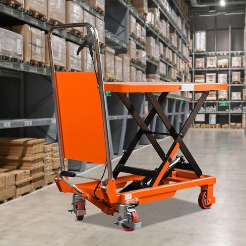Tory Carrier Hydraulic Scissors Lift Table 330LBS Capacity, Table Cart 29.1" Lifting Height, Manual Scissor Lift Table 4 Wheels and Foot Pump, Elevating Hydraulic Cart for Material Handling in Kuwait