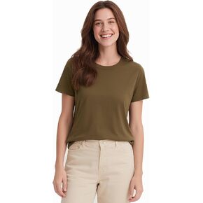 تي شيرت نسائي من صوف ميرينو 100%، رقبة دائرية خفيفة الوزن ماصة للرطوبة، طبقة أساسية رياضية للجري in Kuwait