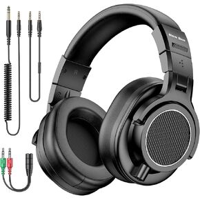 New Bee Studio Headphones, Wired Headphones with 50mm Drivers, Professional DJ Headphones for Recording Mixing Podcast Guitar Piano, 210g Ultra-Lightweight Design, 3.5/6.35mm Jack, Red Black in Kuwait