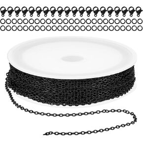 COMNICO 33ft(10m) Stainless Steel Jewelry Chain 1.5mm DIY Craft Links Supplies Findings for Making Necklace Earring Bracelet, Color Plated Metal Cable Roll 20pcs Lobster Clasps 50pcs Jump Ring(Silver) in Kuwait