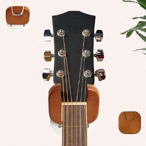 جيتار قابل للطي على الحائط مصنوع من الخشب الصلب وقابل للتعديل للجيتار الكهربائي الصوتي، والباس، والقيثارة، والبانجو - موفر للمساحة، وتصميم أنيق وآمن (بني) in Kuwait