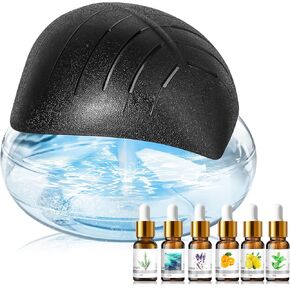 منقي هواء مائي للمنزل مع موزع ومرطب للزيوت العطرية، غسالة هواء قوس قزح مع ضوء LED للمزاج - يتضمن 6 × 10 مل من الزيوت العطرية، منشط الهواء للدخان والحيوانات الأليفة، أسود in Kuwait