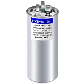 [UL Recognized] FOCSPROD 45+5 uF 45/5 MFD ±6% 370V/440V CBB65B Dual Run Round Capacitor for AC Unit Fan Motor Start, Heat Pump or Condenser, HVAC A/C Replacement Run Start Capacitor in Kuwait