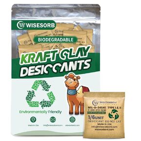 6G x 60 Pack Kraft Clay Desiccants Packs, Food Safe Bentonite Clay Desiccant - Silica Gel Packets Alternative, Military Grade Moisture Absorbers for Storage Bins, Electronics, Clothes Shoes in Kuwait