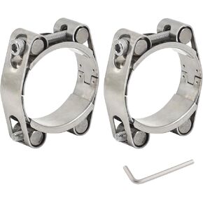 2 Pack 45-55mm T-Bolt Hose Clamps Heavy Duty Adjustable Tube Clamps 304 Stainless Steel Double Head Double Layer Pipe Clamps in Kuwait