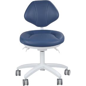 Adjustable Chair Dentist Doctor's Stool with Backrest Micro Fiber Leather (Blue) PLST-070 in Kuwait