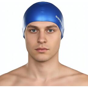 قبعة سباحة من السيليكون للنساء والرجال، قبعات سباحة لامعة غير قابلة للانزلاق للشعر الطويل والقصير، قبعات سباحة متينة مقاومة للماء بتصميم مريح ثلاثي الأبعاد للبالغين، تحافظ على جفاف الشعر in Kuwait