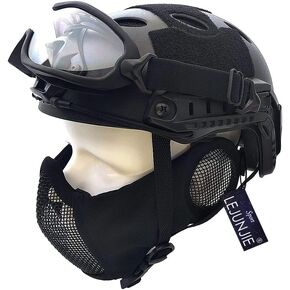 خوذة سريعة تكتيكية من النوع PJ وواقي شبكي نصف وجه قابل للطي مع حماية للأذن وحزام ذقن قابل للتعديل ومجموعة حماية كاملة للوجه لبندقية كرات الطلاء BB in Kuwait